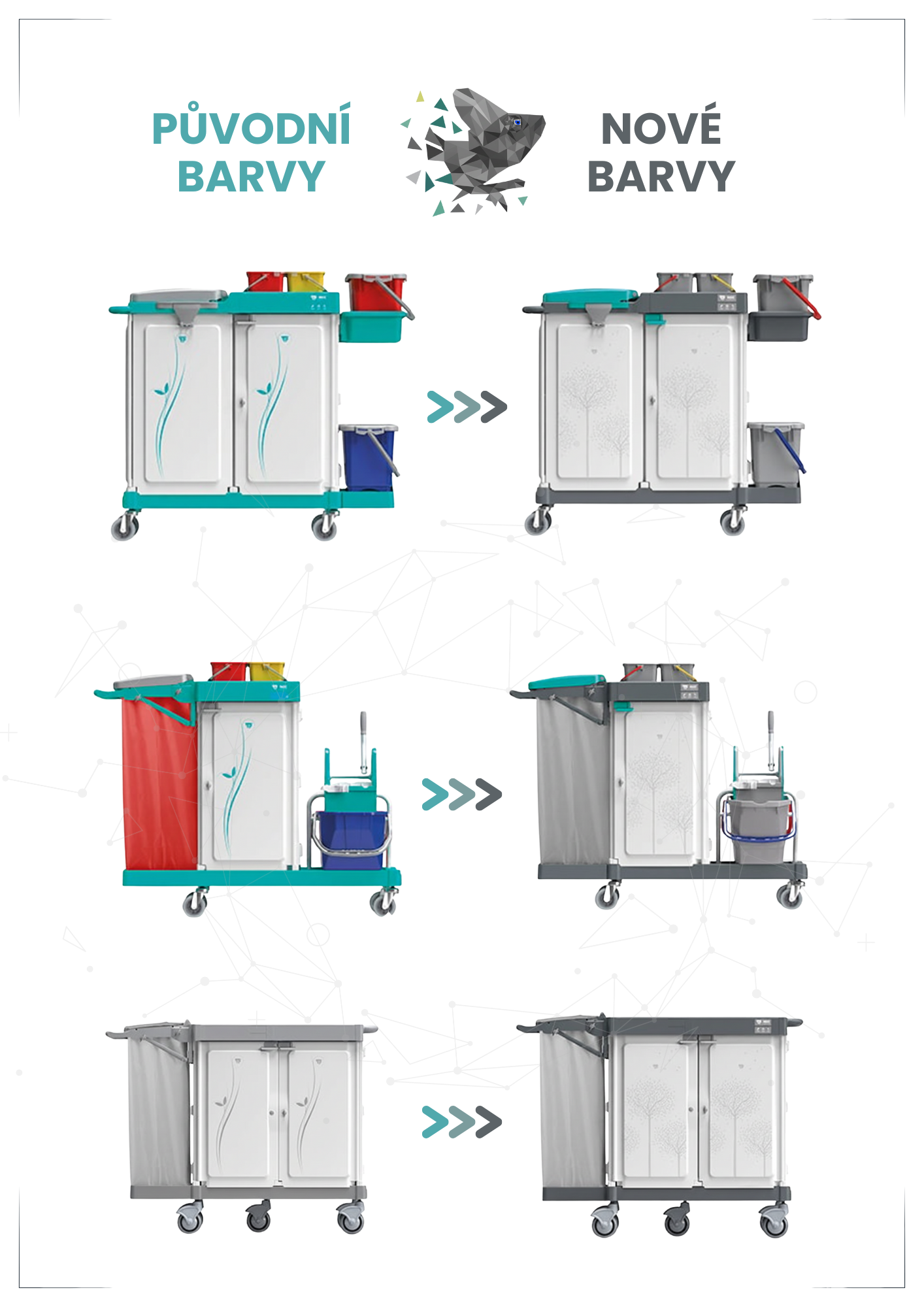 Původní a nové barvy vozíkových systémů